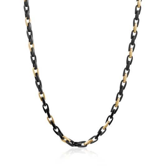 24" Fancy Link 4.5mm Chain in Stainless Steel Black - Yellow