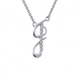 Initial Simulated Diamond Necklace in Platinum Bonded Sterling Silver 0.07ctw