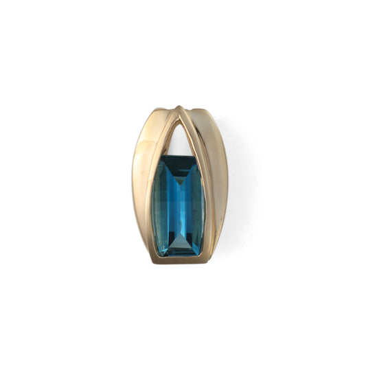 Pendant M Estate Collection Color Gemstone Necklace in 14 Karat Yellow with 1 Cushion Blue Topaz 4.11ctw 13.69mm-13.69mm
