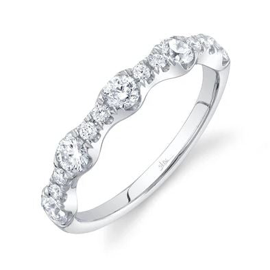 14K white gold ring with round diamonds.