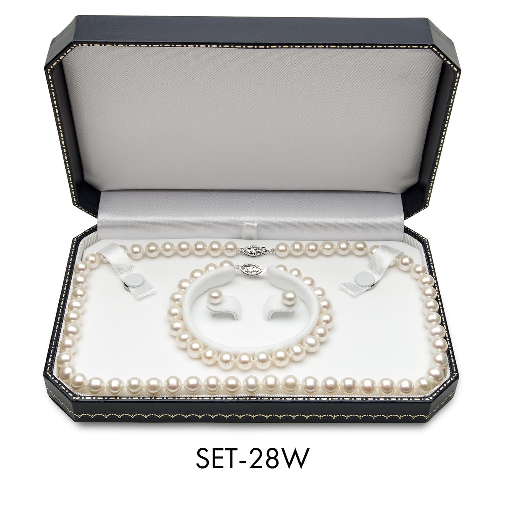 Pearl strand necklace with gemstone accents.
