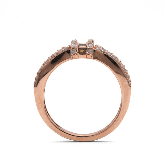 Marks Estate Department 2 Natural Diamond Fashion Ring in 10 Karat Rose Gold with 0.52ctw Brown I1-I2 Baguette Diamonds