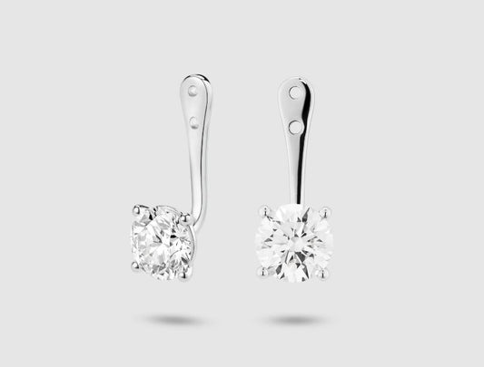 14K white gold earrings with lab diamonds.