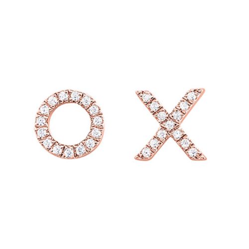 Small Hoop Natural Diamond Earrings in 10 Karat Rose with 0.08ctw Round Diamonds