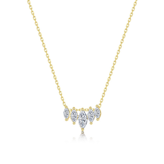 Yellow sterling silver necklace with marquise diamonds.