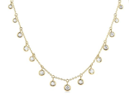 Natural Diamond Necklace in 14 Karat White-Yellow-Rose with 0.59ctw Round Diamonds
