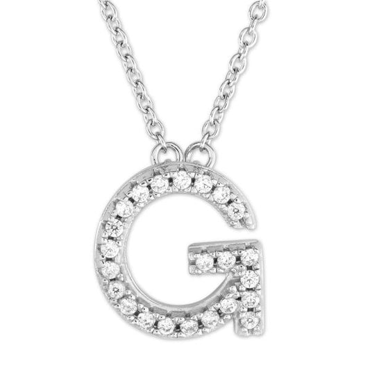 Sterling silver necklace with cubic zirconia "G".