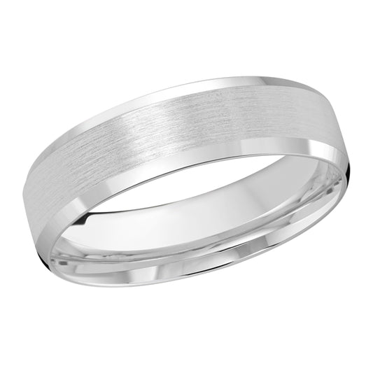 14K white gold band, polished satin finish.