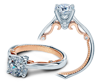 Insignia Collection Diamond Accent Vintage Mined Diamond Engagement Ring in 18 Karat White - Rose with 0.08ctw F/G VS2 Round Diamonds