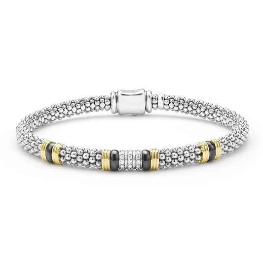 Sterling silver bracelet with diamond accents.