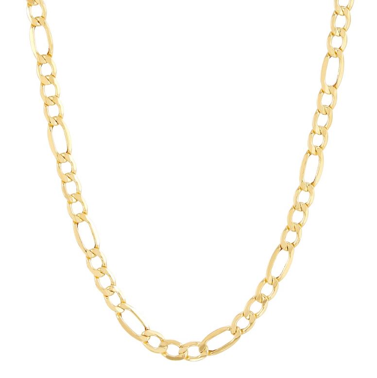 14K yellow gold Figaro chain necklace.