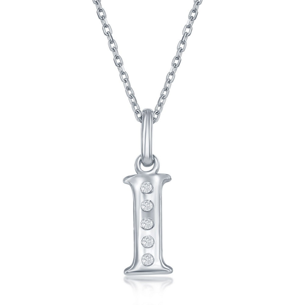 Sterling silver necklace with diamond-accented pendant.