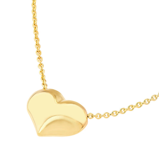 14K yellow gold heart necklace.