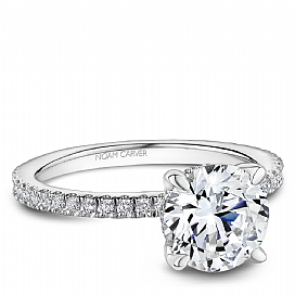 Hidden Accent Natural Diamond Semi-Mount Engagement Ring in 14 Karat White with 44 Round Diamonds, totaling 0.26ctw