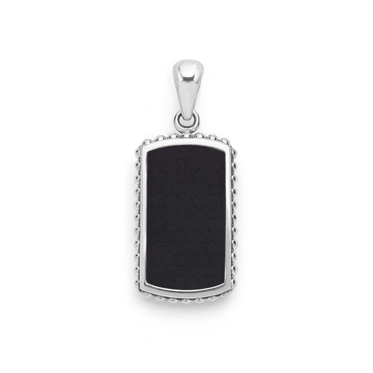 Pendant Lagos Anthem Collection Color Gemstone Necklace in Sterling Silver White - Black with 1 Rectangular Agate
