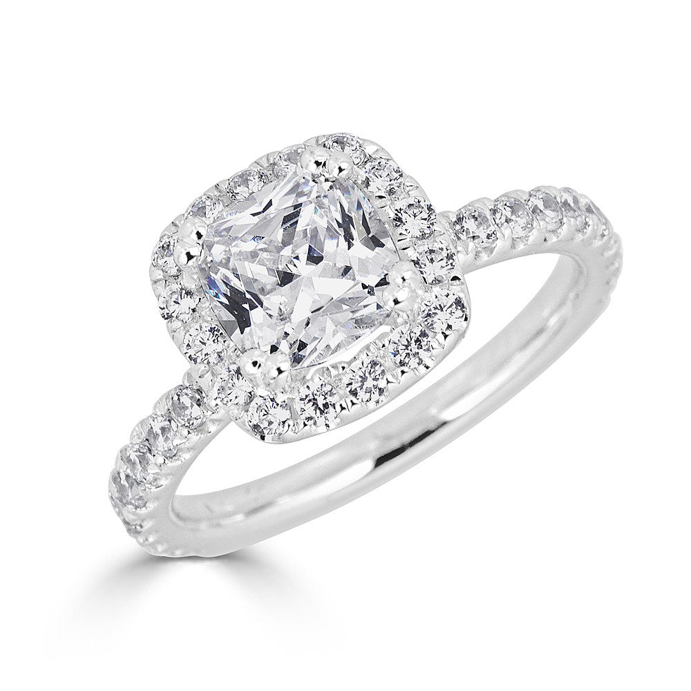 Halo Lab-Grown Diamond Engagement Ring in 14 Karat White with 0.70ctw F/G VS Round Lab Grown Diamond