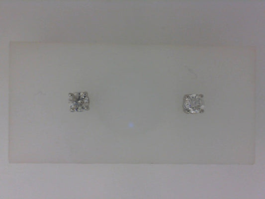 Earth Mined Diamond Studs in 14 Karat White with 0.46ctw Round Diamonds