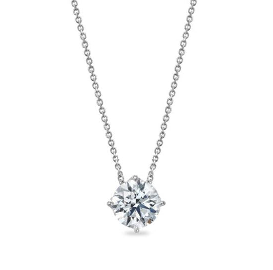 Lab-Grown Diamond Necklace in 18 Karat White with 2.09ctw of Round Lab-Grown Diamonds