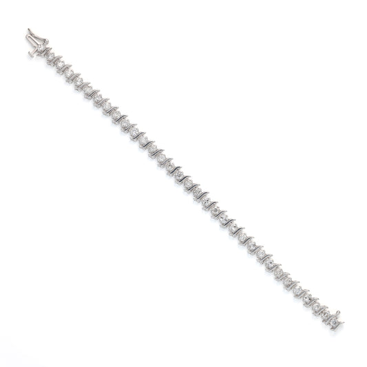 M Estate Collection Natural Diamond Bracelet in 14 Karat White with 5.00ctw J/K I1-I2 Round Diamonds