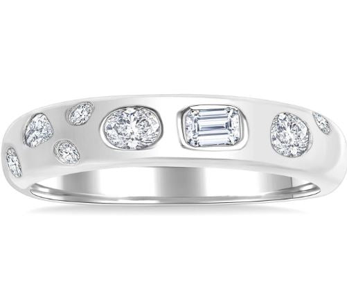 14K white gold ring with diamonds.