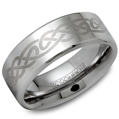 Carved Band (No Stones) in Tungsten Carbide Grey 8MM