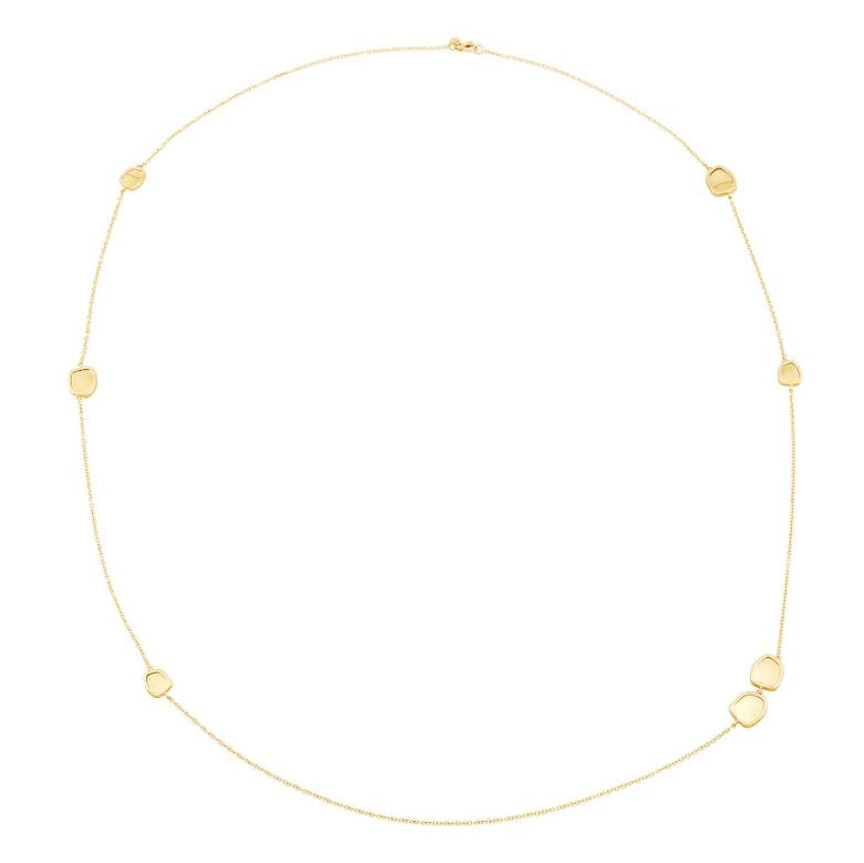 14K yellow gold necklace with disc accents.