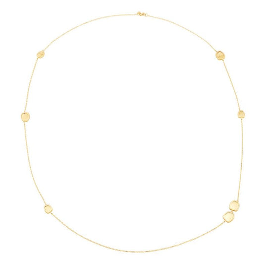 14K yellow gold necklace with disc accents.