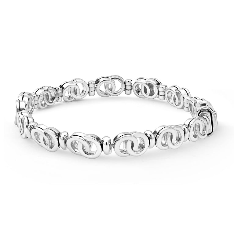 Sterling silver bracelet with diamond accents.