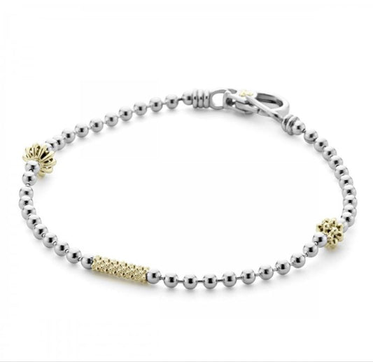 LAGOS ReMarkable Estate ReMarkable Estate Caviar Icon Collection Ball Chain Bracelet (No Stones) in Sterling Silver 18 Karat White Yellow