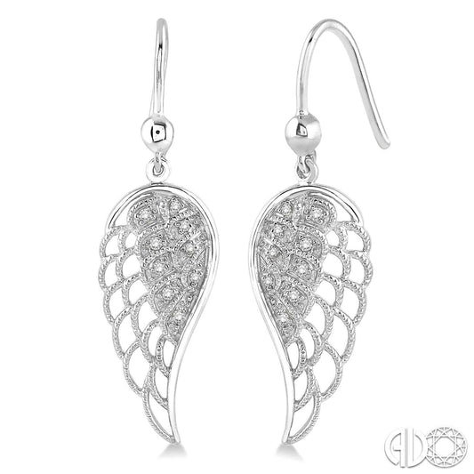 Dangle Earth Mined Diamond Earrings in Sterling Silver White with 0.07ctw Round Diamonds