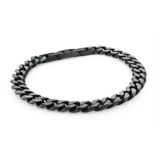 Curb Link Bracelet (No Stones) in Stainless Steel Black - Grey