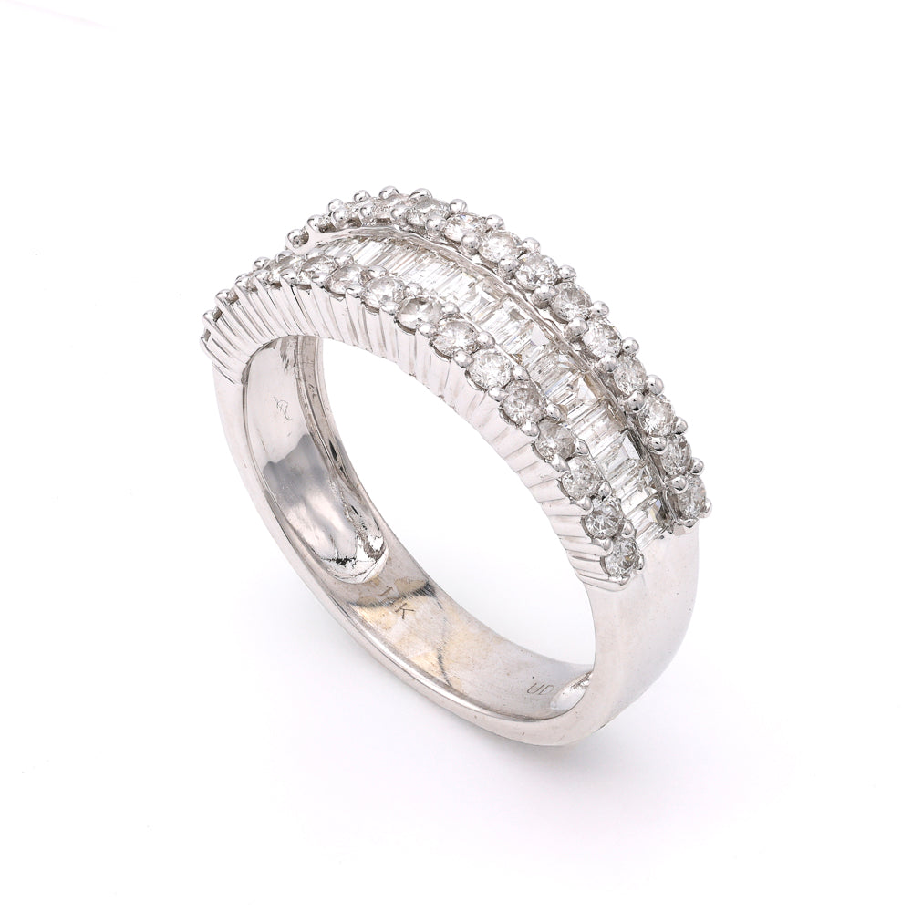 14K white gold diamond wedding band.