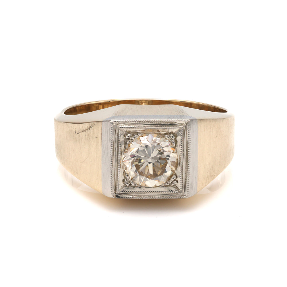 14K gold ring with round diamond.