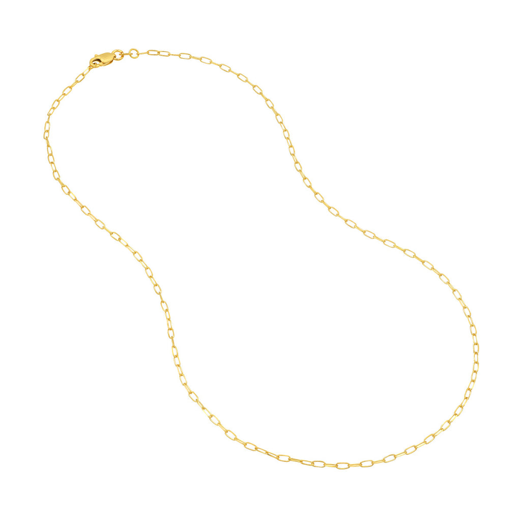 Yellow gold paperclip chain necklace.