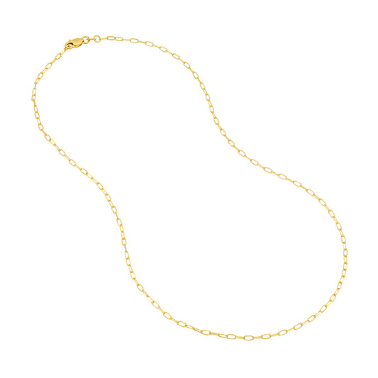 Yellow gold paperclip chain necklace.