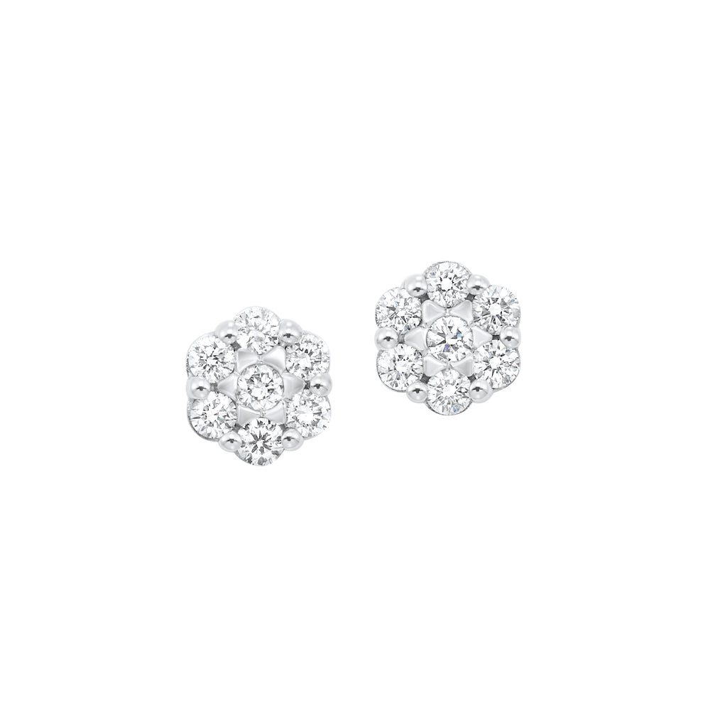 Stud Earth Mined Diamond Earrings in 14 Karat White with 0.25ctw Round Diamonds