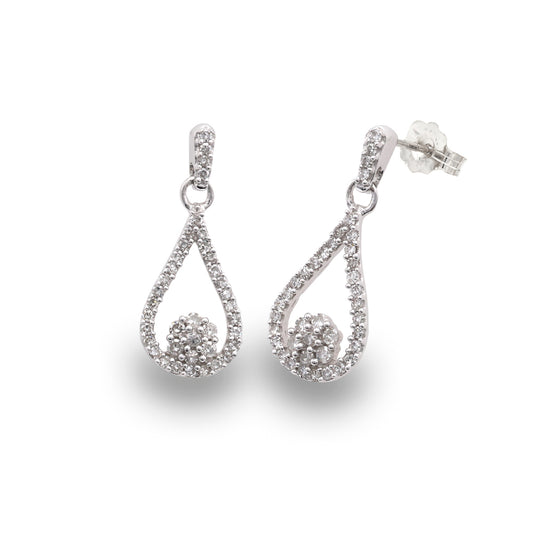 Marks Estate Dept 1 Dangle Natural Diamond Earrings in 10 Karat White Gold with 0.25ctw Round Diamonds, Clarity: SI2-I1, Color: K/L