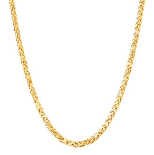 Round wheat chain, 14K yellow gold.