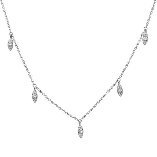 Natural Diamond Necklace in 14 Karat White with 0.34ctw Round Diamonds