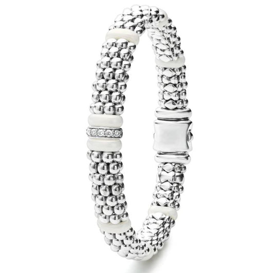 LAGOS White Caviar Collection Natural Diamond Earth Mined Diamond Bracelet in Sterling Silver with 0.10ctw G/H SI1-SI2 Round Diamonds