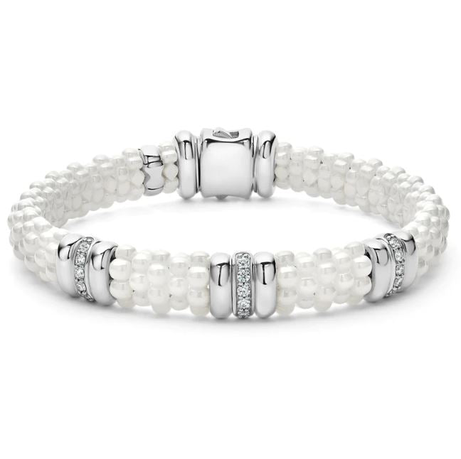 Sterling silver bracelet with diamond accents.
