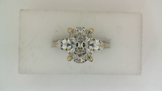 ReMARKable Designs Three Stone Complete Engagement Ring in 14 Karat Yellow Gold with 2.03ctw of Round Lab-Grown Diamonds, Clarity: VS1, Color: F