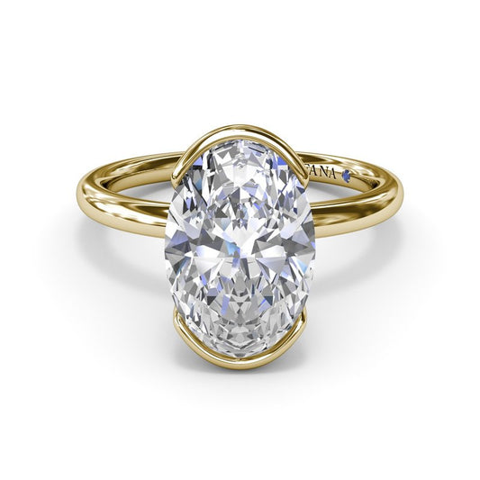 Hidden Accent Solitaire Natural Diamond Semi-Mount Engagement Ring in 14 Karat Yellow with 2 Round Diamonds, totaling 0.02ctw