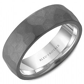 Bleu Royale Collection Carved Band (No Stones) in Tantalum - 14 Karat White - Grey 7MM