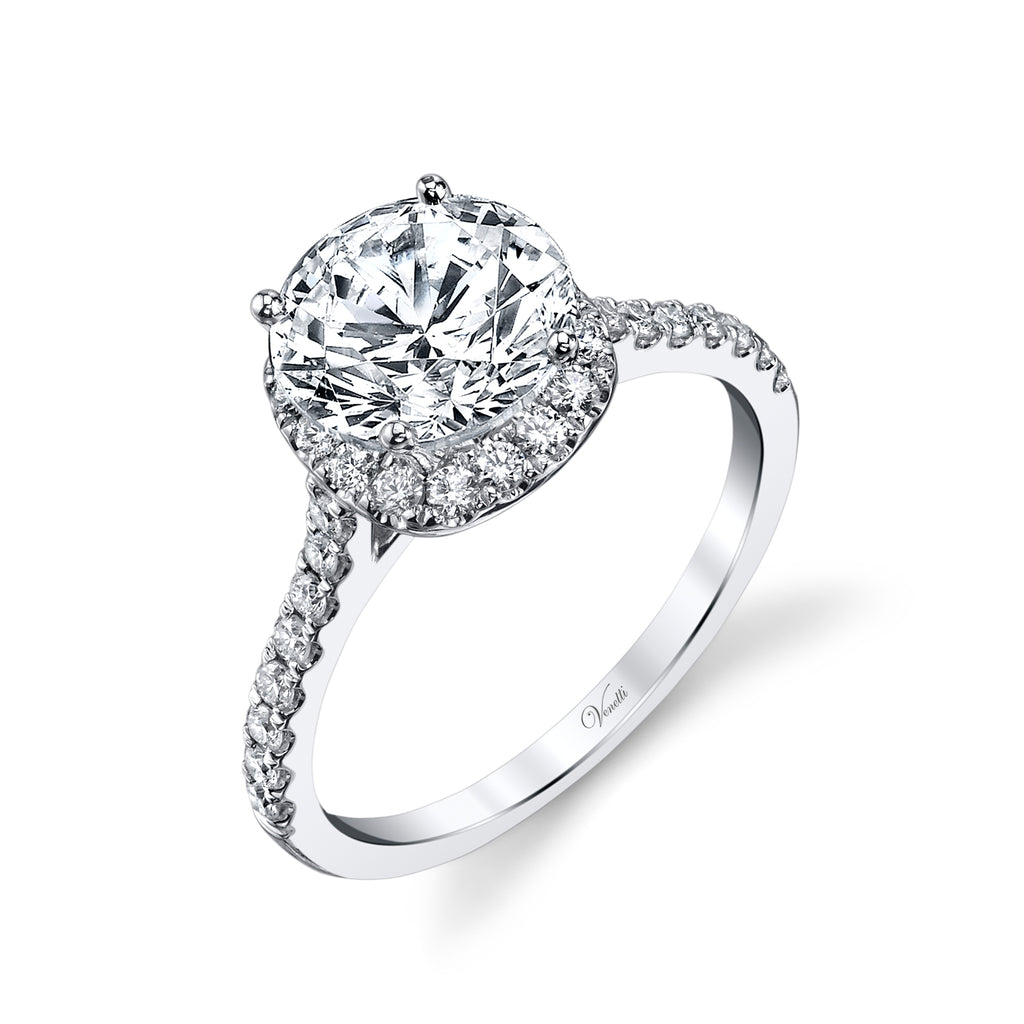 Halo Mined Diamond Engagement Ring in 14 Karat White with 0.44ctw G/H SI1 Round Diamonds