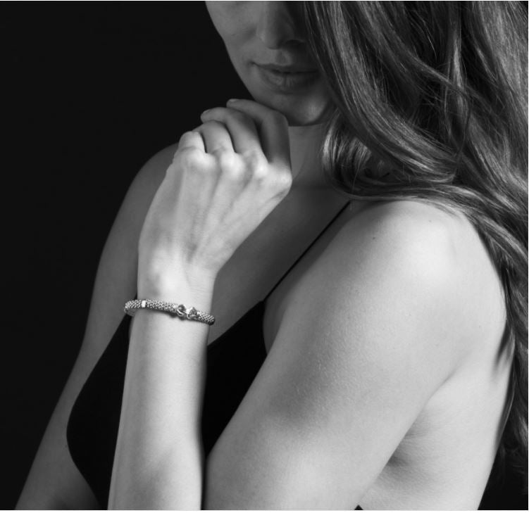 Sterling silver and gold rope bracelet.