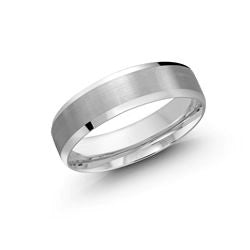 White 10K carved band, polished satin finish.