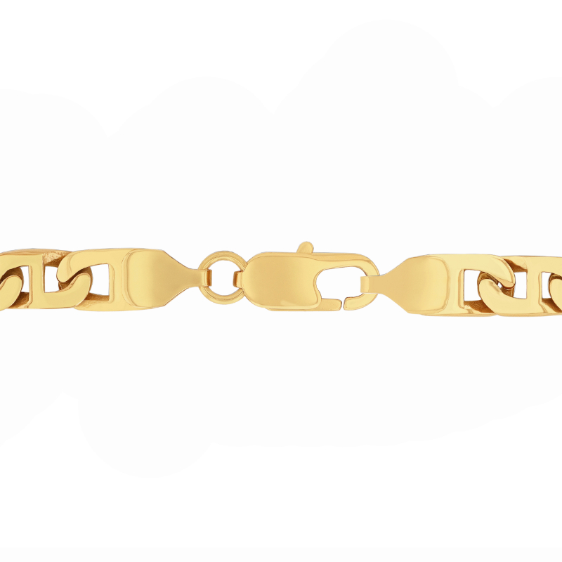 Stainless steel yellow fancy link chain.