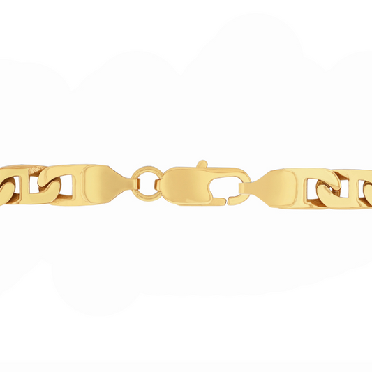 Stainless steel yellow fancy link chain.