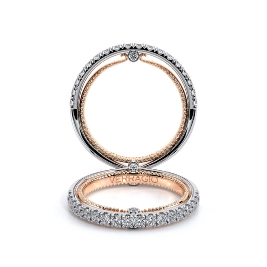 Couture Collection Earth Mined Diamond Stackable Ladies Wedding Band in 18 Karat White - Rose with 0.69ctw F/G VS2 Round Diamonds